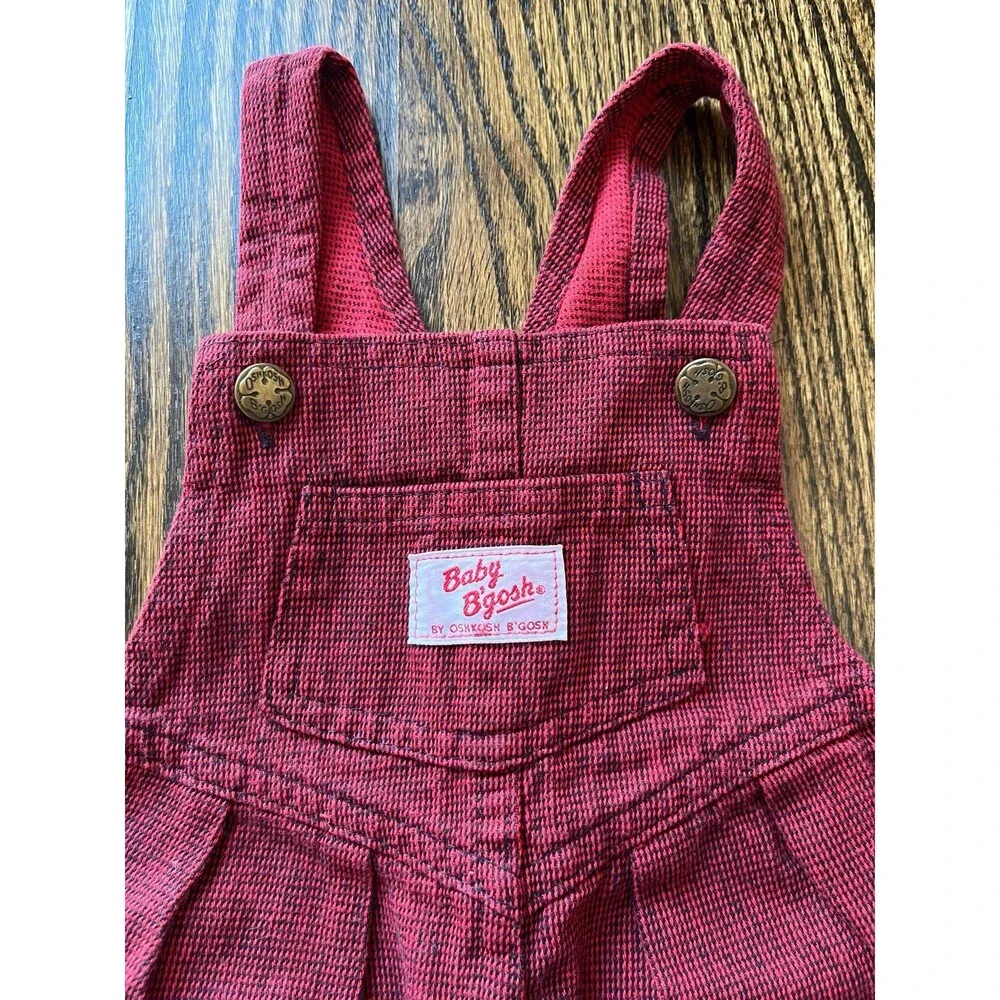 Vintage OshKosh B'Gosh Vestbak Overalls Jumper - Red/Black Grid (24M)